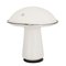 Mushroom Tischlampe aus weißem Murano Glas mit schwarzem Glaskabel, 1980er 1