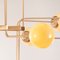 Large Ceiling Light with Brass Metal Frame and 24 Ivory Murano Glass Spheres, Italy, 1990s 3