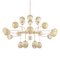 Large Ceiling Light with Brass Metal Frame and 24 Ivory Murano Glass Spheres, Italy, 1990s 1