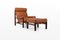 Fauteuil Brutaliste et Ottomane en Cuir Cognac par Jean Gillon pour Percival Lafer, 1970s, Set de 2 3