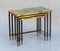 Hollywood Regency Nest of Tables in Bronze and Eglomized Glass from Maison Jansen, 1970s, Set of 3 1
