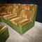 Midcentury Design Velvet Fabric Corner Sofa - Green with Orange Stripes 11