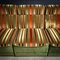 Midcentury Design Velvet Fabric Corner Sofa - Green with Orange Stripes 5