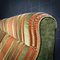 Midcentury Design Velvet Fabric Corner Sofa - Green with Orange Stripes 6