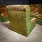 Midcentury Design Velvet Fabric Corner Sofa - Green with Orange Stripes 10