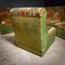Midcentury Design Velvet Fabric Corner Sofa - Green with Orange Stripes, Image 10