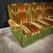 Midcentury Design Velvet Fabric Corner Sofa - Green with Orange Stripes 3