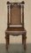 Antique Jacobean Revival Dining Chairs in Hand-Carved Walnut and Brown Leather, 1840, Set of 6, Image 17