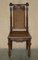 Antique Jacobean Revival Dining Chairs in Hand-Carved Walnut and Brown Leather, 1840, Set of 6 4