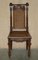 Antique Jacobean Revival Dining Chairs in Hand-Carved Walnut and Brown Leather, 1840, Set of 6, Image 4