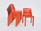 Model Selene Orange Chairs by Vico Magistretti for Artemide, Italy, 1968, Set of 6 8