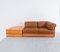 Vintage Corner Sofa with Coffee Table in Pinewood and Leather, 1970s, Set of 3 8