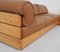 Vintage Corner Sofa with Coffee Table in Pinewood and Leather, 1970s, Set of 3 10