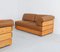 Vintage Corner Sofa with Coffee Table in Pinewood and Leather, 1970s, Set of 3 7