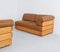 Vintage Corner Sofa with Coffee Table in Pinewood and Leather, 1970s, Set of 3, Image 7