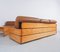 Sofá esquinero vintage con mesa de centro de madera de pino y cuero, años 70. Juego de 3, Imagen 5
