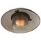 Vintage Industrial Green Enamel Cast Iron Holophane Glass Pendant Lamps 4