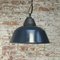 Vintage Industrial Blue Enamel Clear and Glass Cast Iron Pendant Lights 4