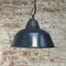 Vintage Industrial Blue Enamel Clear and Glass Cast Iron Pendant Lights, Image 4