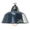 Vintage Industrial Blue Enamel Clear and Glass Cast Iron Pendant Lights, Image 1