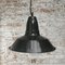 Lampes à Suspension Industrielles Vintage en Émail Noir, France 4