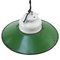 Vintage Industrial Green Enamel Porcelain and Clear Glass Pendant Light 2