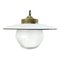 Vintage Brass, White Enamel & Frosted Glass Pendant Lights, Image 1