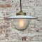 Vintage Brass, White Enamel & Frosted Glass Pendant Lights 5