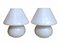 Lampes Spirales en Forme de Champignon de Murano en Verre Opalin de Venini, 1970s, Set de 2 1
