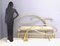 Art Nouveau Postmodern Brass Queen Size Bed Frame with Swan Motif, Italy 2