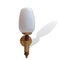 Mid-Century Modern Opal Glass Wood Golden Wall Sconce, Image 3