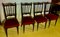 Napoleon III Dining Chairs in Black Lacquered & Red Velour, Set of 4 9
