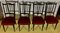 Napoleon III Dining Chairs in Black Lacquered & Red Velour, Set of 4 2