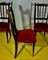 Napoleon III Dining Chairs in Black Lacquered & Red Velour, Set of 4 6