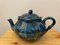 Blaue Vintage Vintage Teekanne aus Keramik 1