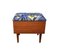 Danish Stool in Teak with Seat Covered in Notturno Linen Fabric, 1960s, Image 1