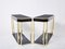 Black Lacquered Console Tables with Brass Details, by Jean Claude Mahey for Maison Roméo, 1970s, Set of 2 3