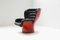 Silla Elda de cuero negro y concha roja de Joe Colombo para Comfort, Italia, Imagen 17