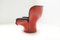 Silla Elda de cuero negro y concha roja de Joe Colombo para Comfort, Italia, Imagen 13