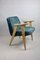 367 Lounge Chair in Blue Macau Velvet by Józef Chierowski, 1970s, Image 1