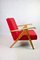 Red Armchair in Beech and Velvet, 1970s 11