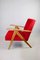 Roter Sessel aus Buche & Samt, 1970er 10
