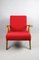 Red Armchair in Beech and Velvet, 1970s 3