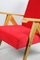 Red Armchair in Beech and Velvet, 1970s 4