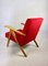 Red Armchair in Beech and Velvet, 1970s 6