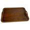 Large Art Deco Brown Color Patina Wood Tray, France, 1940s 1