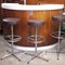 Mobile bar semicircolare in legno con 3 sgabelli, anni '80, set di 4, Immagine 5