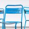 French Stacking Outdoor Chairs in Blue Metal from Tolix, 1950s, Set of 4 4