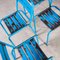 French Stacking Outdoor Chairs in Blue Metal from Tolix, 1950s, Set of 4 2