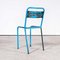 French Stacking Outdoor Chairs in Blue Metal from Tolix, 1950s, Set of 4, Image 5